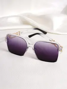 JOKER & WITCH Women Purple Lens & White Oversized Sunglasses