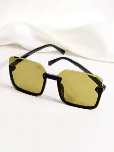 JOKER & WITCH Women Green Lens & Black Oversized Sunglasses