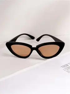 JOKER & WITCH Women Brown Lens & Black Cateye Sunglasses