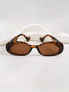 JOKER & WITCH Women Brown Lens & Brown Rectangle Sunglasses with UV Protected Lens