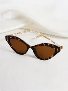 JOKER & WITCH Women Brown Lens & Gold-Toned Cateye Sunglasses