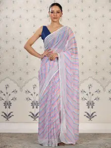 Ode by House of Pataudi Multicoloured Floral Poly Georgette Designer Saree
