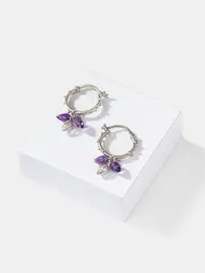 SHAYA Floral Beaded Sterling Silver Hoop Earrings
