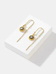 SHAYA Gold-Plated 925 Sterling Silver Stone Studded Contemporary Drop Earrings