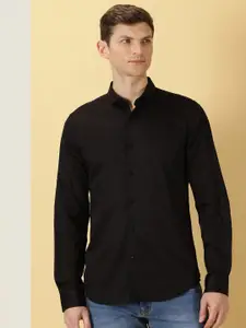 Thomas Scott Men Black Classic Slim Fit Opaque Casual Shirt
