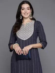 Indo Era Women Ethnic Motifs Embroidered Sequinned Straight Kurta