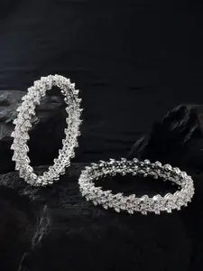 Voylla Rhodium-Plated Cubic Zirconia Studded Bangle