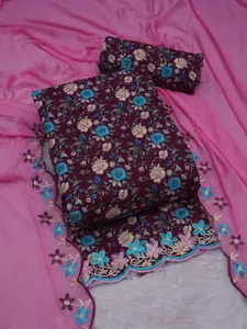 ASISA Floral Printed Thread Work Unstitched Dress Material