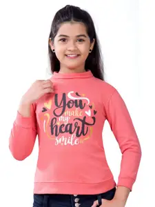 BAESD Girls Typography Printed High Neck Pullover Sweatshirt
