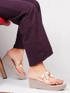 JM Looks Embellished Open Toe Wedge