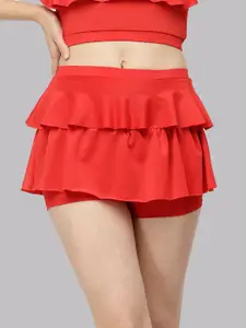 CUKOO High-Waist Frill Swim Bottom With Attached Shorts