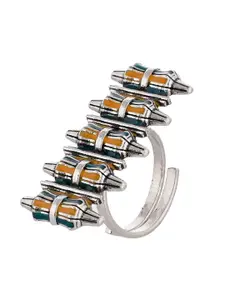 Voylla Silver-Plated Adjustable Finger Ring