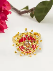 Voylla Gold-Plated Pearls Beaded Adjustable Ring