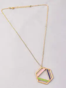 Voylla Gold-Plated Enamelled Pendant Necklace