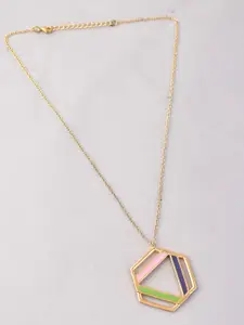 Voylla Gold-Plated Enamelled Pendant Necklace