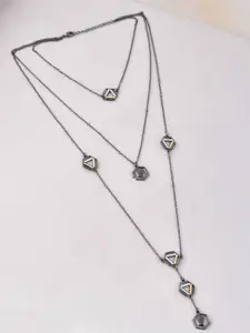 Voylla Black Brass Rhodium-Plated Necklace