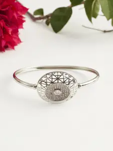 Voylla Sparkling Elegance Rhodium-Plated Bangle-Style Bracelet