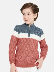 Octave Boys Colourblocked Mock Collar Acrylic Pullover Sweater