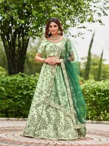 KALINI Sea Green Embroidered Ready to Wear Lehenga & Unstitched Blouse With Dupatta