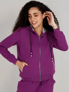 VISO Women Purple Hooded Sweatshirt