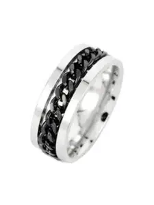 The Roadster Lifestyle Co. Men Silver Toned Jared Chain Stainless Steel Finger Ring