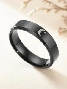 The Roadster Lifestyle Co. Men Black Moon Signet Stainless Steel Ring