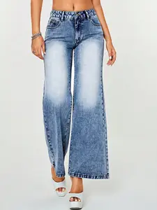 StyleCast Women Blue Bootcut Heavy Fade Jeans