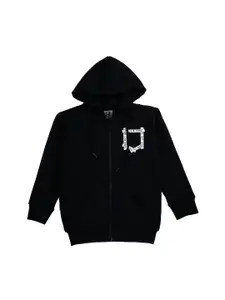 Gini and Jony Boys Graphic Printed Hooded Open Front Jacket