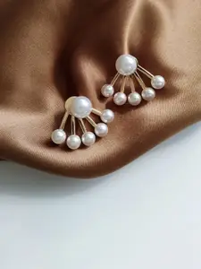 VAGHBHATT Gold-Plated Pearl-Beaded Studs Earrings