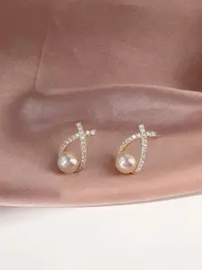 VAGHBHATT Gold-Plated Pearl-Beaded Earrings