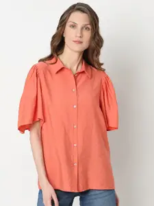 Vero Moda Puff Sleeves Spread Collar Casual Shirt