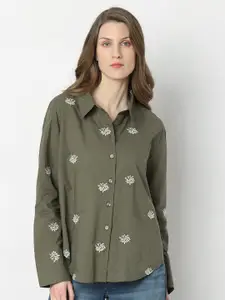 Vero Moda Women Green Floral Casual Shirt