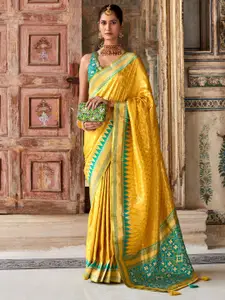 Mitera Yellow Ethnic Motifs Tissue Designer Kanjeevaram Saree