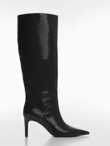 MANGO Women High-Top Snake Skin Textured Regular Boots