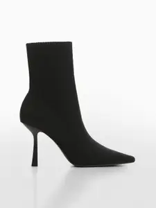 MANGO Women Mid-Top Square-Toe Slim Heel Boots