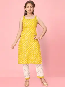 Aarika Girls Ethnic Motifs Printed Boat Neck Cotton Kurta