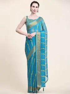 Rujave Teal & Blue Leheriya Pure Chiffon Designer Leheriya Saree