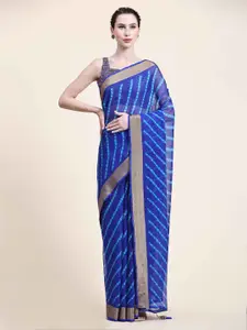 Rujave Blue & Blue Leheriya Pure Chiffon Designer Leheriya Saree
