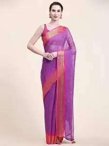 Rujave Purple & Purple Leheriya Pure Chiffon Designer Leheriya Saree