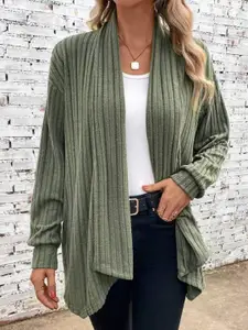 KPOP Striped Front Open Sweater