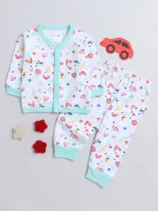 BUMZEE Infant Girls Conversational Printed Pure Cotton Night suit