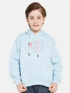 Octave Boys Typography Printed Hooded Fleece Pullover Sweatshirt