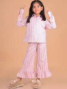 misbis Girls Striped Pure Cotton Night suit