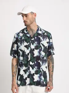 THE BEAR HOUSE Regular Fit Abstract Printed Cuban Collar Casual Shirt