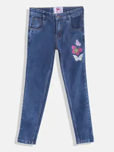 JUSTICE Girls Slim Fit Embroidered Stretchable Jeans