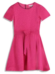 Tommy Hilfiger Girls Self Design Fit & Flare Dress
