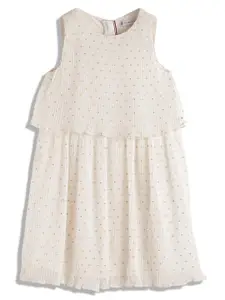 Tommy Hilfiger Girls Polka Dot Printed Layered Sleeveless Cotton Fit & Flare Dress