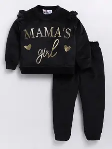 M'andy Girls Typography Printed Top with Pyjamas