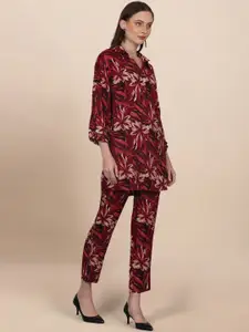 pinfit Floral Printed Straight Top With Trousers