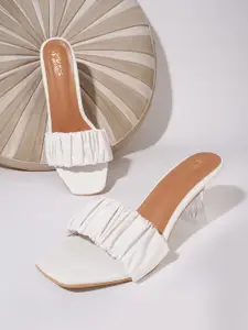 JM Looks White Kitten Sandals